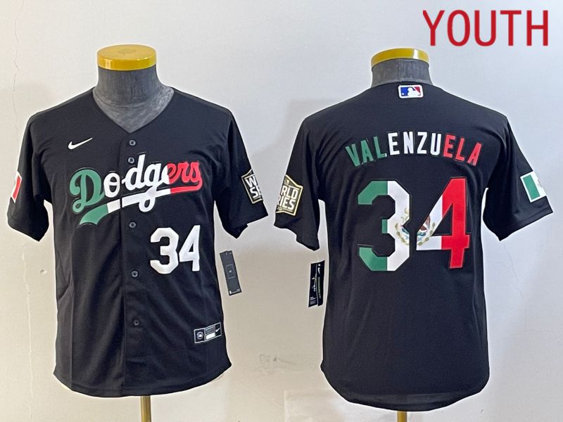 Youth Los Angeles Dodgers 34 Valenzuela Black Game 2024 Nike MLB Jersey style 10294